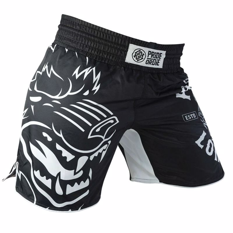 Pride Or Die lone wolf MMA Shorts - Black